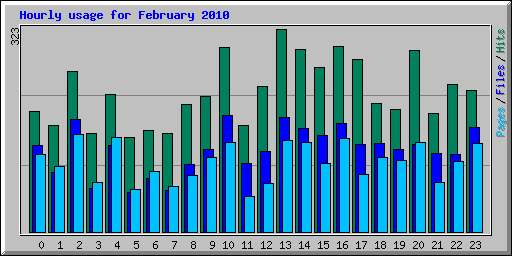Hourly usage for February 2010
